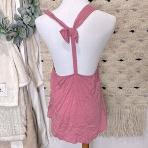 Chocolate Brand Pink bow back racer back top size L